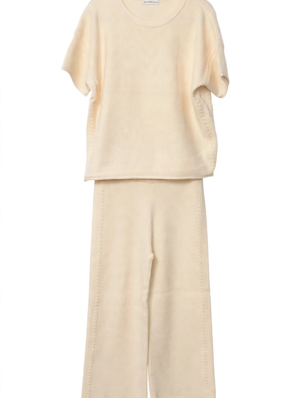 Zenana Outfitters Cream Wide Leg Pants & Top Set